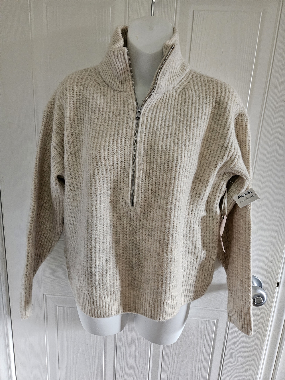 Philosophy Cream Ribbed Half-Zip Sweater Size Small Not Neck Label.